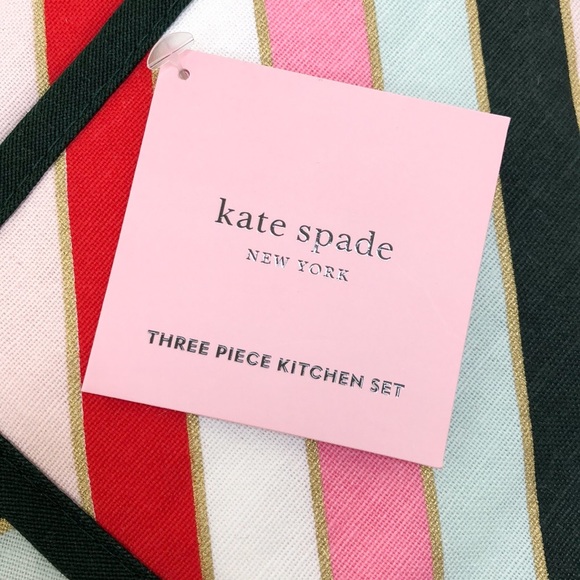 Kate Spade Pink Red 3 Piece Kitchen Towel Set - Picture 2 of 5